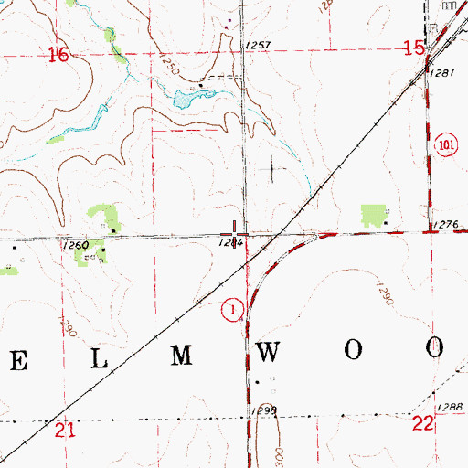 Topographic Map of Elmwood Election Precinct, NE