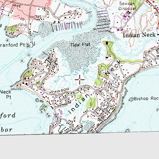 Topographic Map of Pawson Point, CT