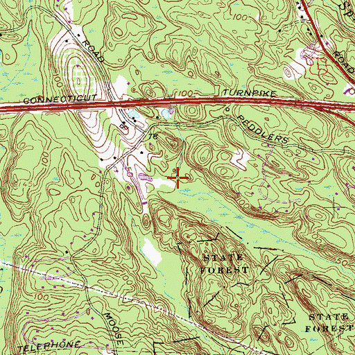 Topographic Map of Peddlers Park, CT