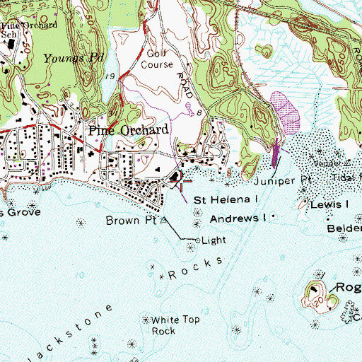 Topographic Map of Pine Orchard Club, CT