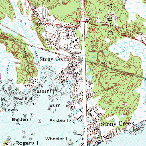 Topographic Map of Stony Creek-Thimble Island Historic District, CT