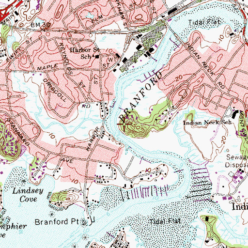 Topographic Map of Sylvan Point, CT