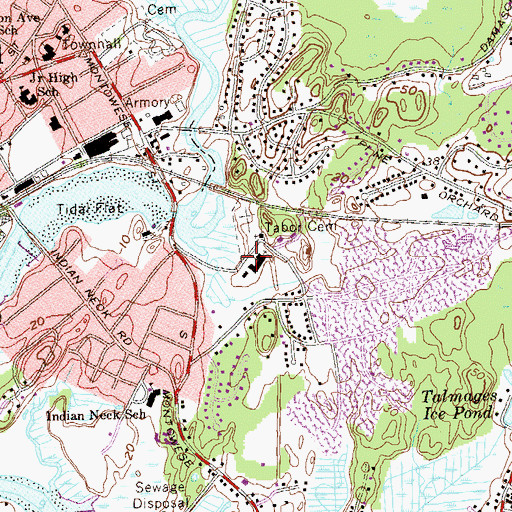 Topographic Map of Tabor Lutheran Church, CT