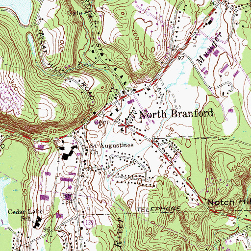 Topographic Map of Zion Episcopal Church, CT