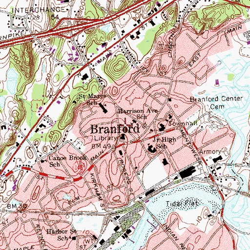 Topographic Map of Academy on the Green, CT