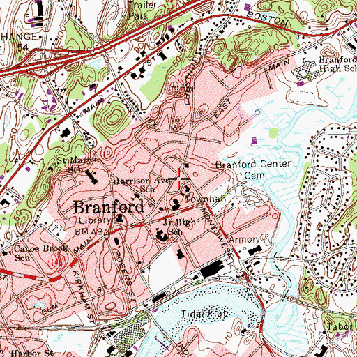 Topographic Map of Baldwin Hill, CT