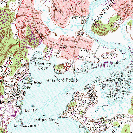 Topographic Map of Baldwin Rock, CT