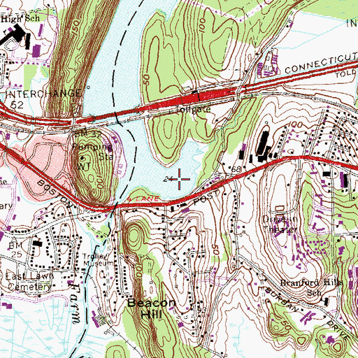 Topographic Map of Beaver Swamp Brook, CT