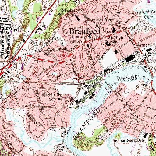 Topographic Map of Branford Counseling Center, CT