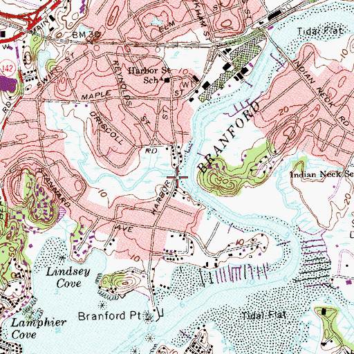 Topographic Map of Branford Point Historic District, CT