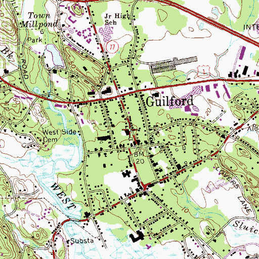 Topographic Map of Guilford Community Center, CT