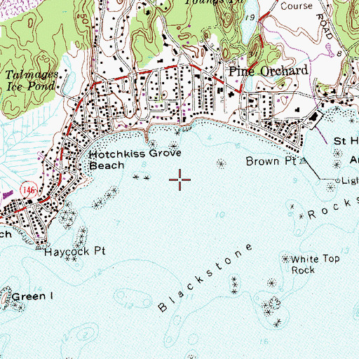 Topographic Map of Hotchkiss Cove, CT