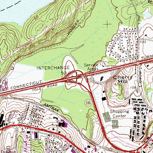 Topographic Map of Interchange 53, CT