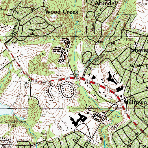 Topographic Map of Pike Creek-Central Kirkwood Division, DE
