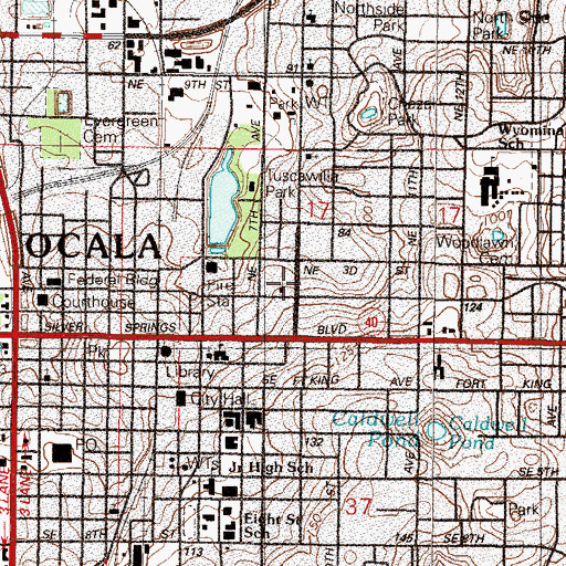 Topographic Map of Ocala Bible Chapel, FL