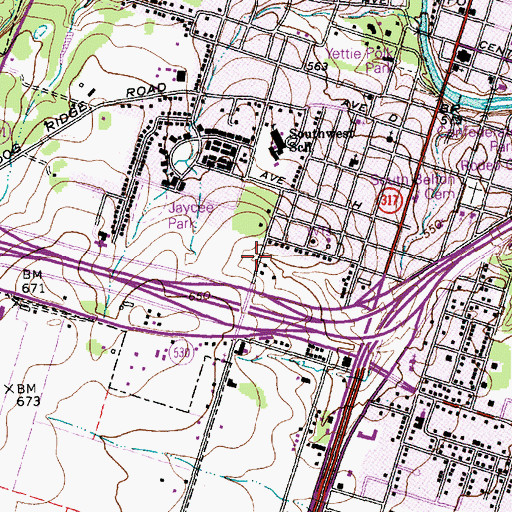 Topographic Map of Belton Division, TX