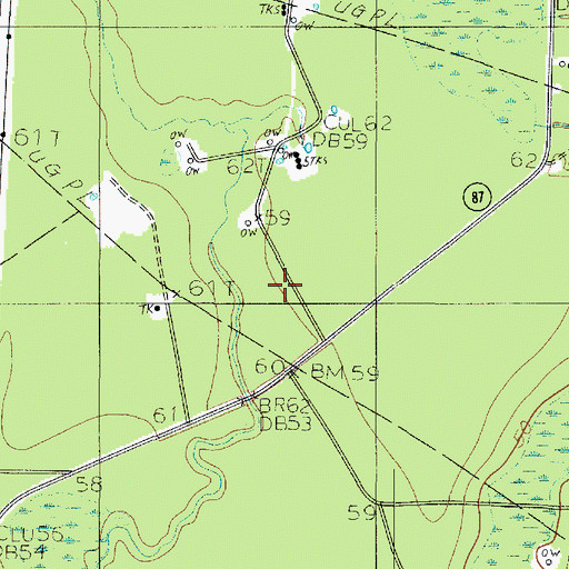 Topographic Map of Call Division, TX