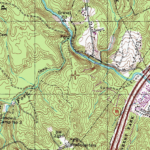 Topographic Map of Birch Bluff Trail, VA