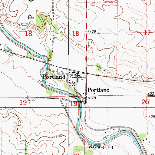Topographic Map of Portland Post Office (historical), IA