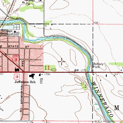Topographic Map of Mason City High School, IA