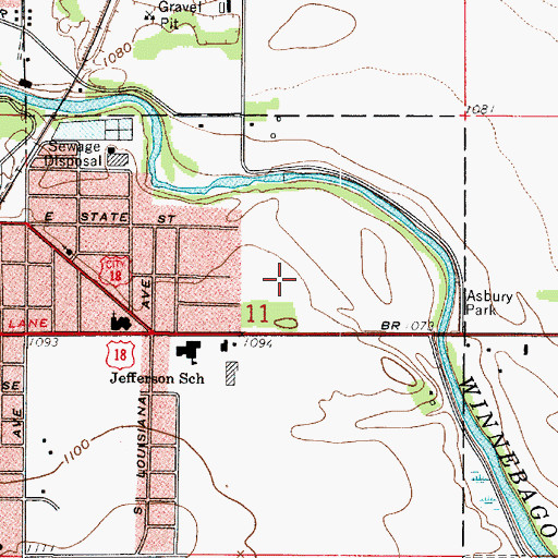 Topographic Map of John Adams Middle School, IA