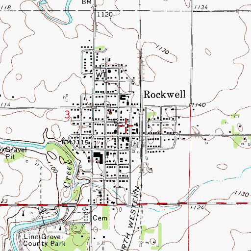 Topographic Map of Rockwell Fire Department, IA