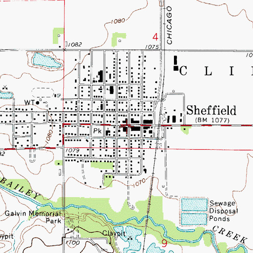 Topographic Map of Sheffield Police Department, IA