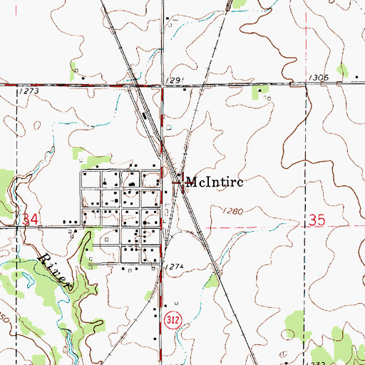 Topographic Map of McIntire (historical), IA