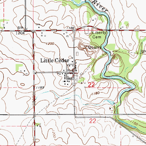 Topographic Map of Little Cedar Co-op Elevator, IA