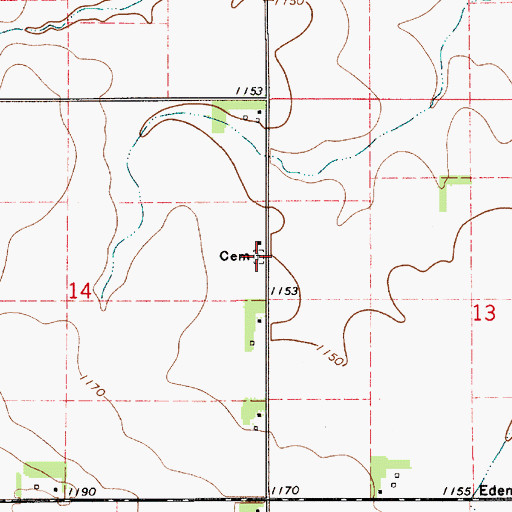 Topographic Map of West End Cemetery, IA
