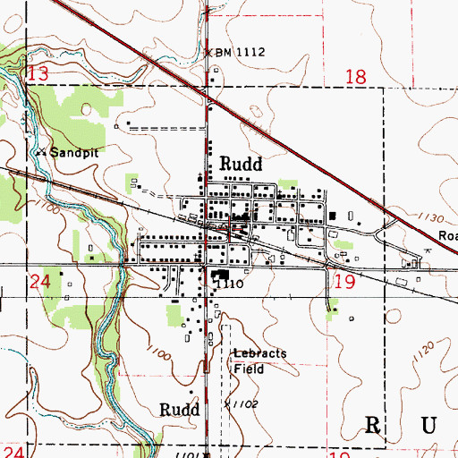 Topographic Map of Rudd, IA