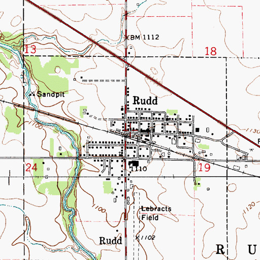 Topographic Map of Farmers Cooperative Company Elevator, IA