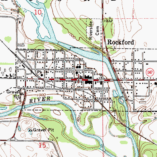Topographic Map of Rockford City Hall, IA