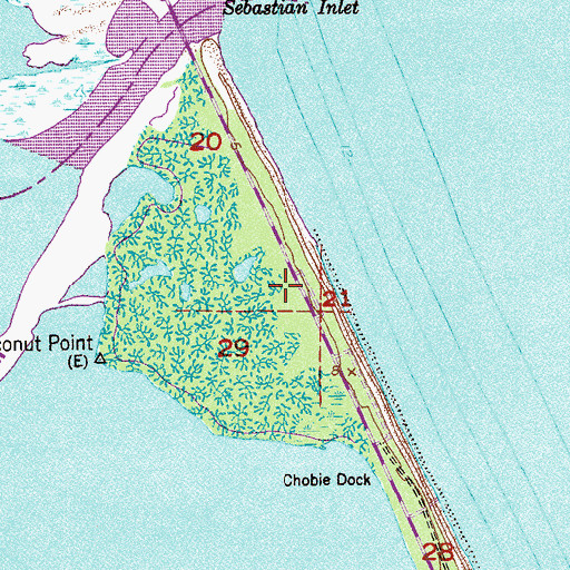 Topographic Map of Sebastian Inlet State Park, FL