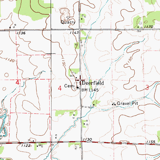 Topographic Map of Deerfield Post Office (historical), IA