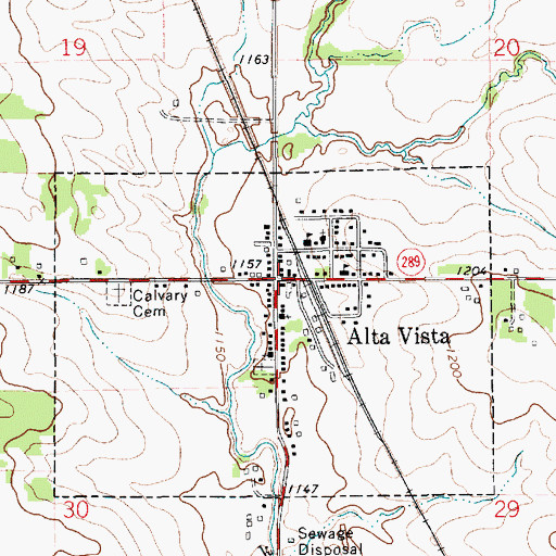Topographic Map of Alta Vista Post Office, IA