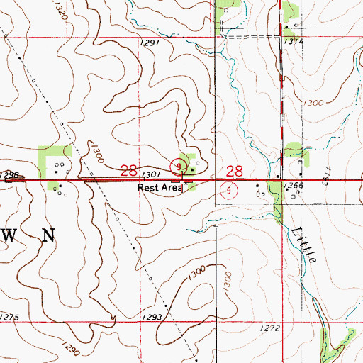 Topographic Map of Jamestown Highway Rest Area, IA