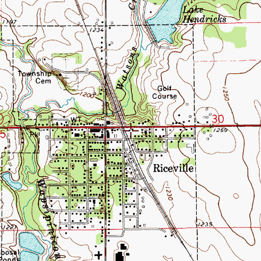 Topographic Map of Riceville Post Office, IA