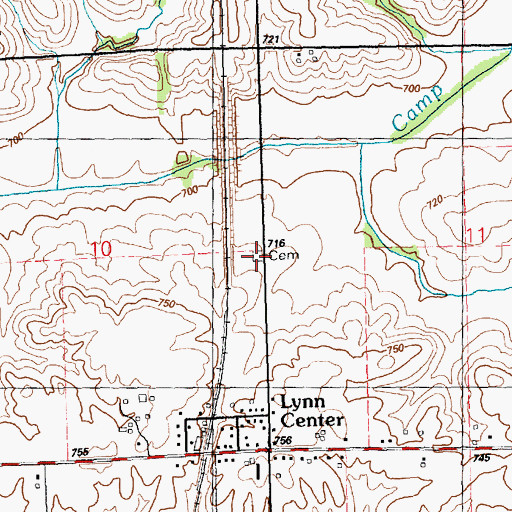 Topographic Map of Lynn Center Cemetery, IL