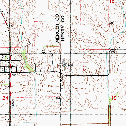 Topographic Map of Swedona Cemetery, IL