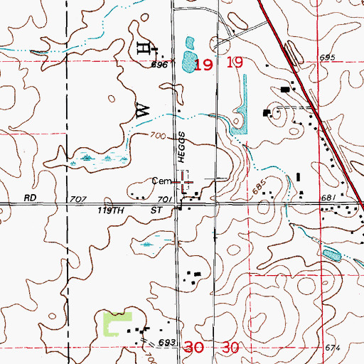 Topographic Map of Wheatland Presbyterian Church Cemetery, IL