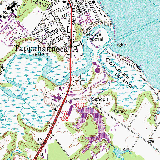 Topographic Map of Tappahannock District, VA