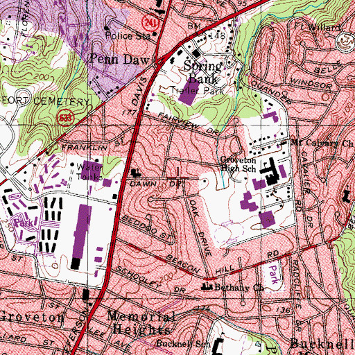 Topographic Map of Bryant Intermediate School (historical), VA