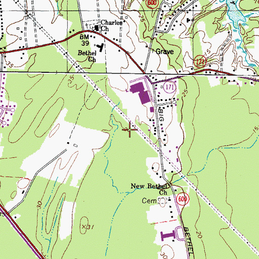 Topographic Map of Peninsula Community Chapel, VA