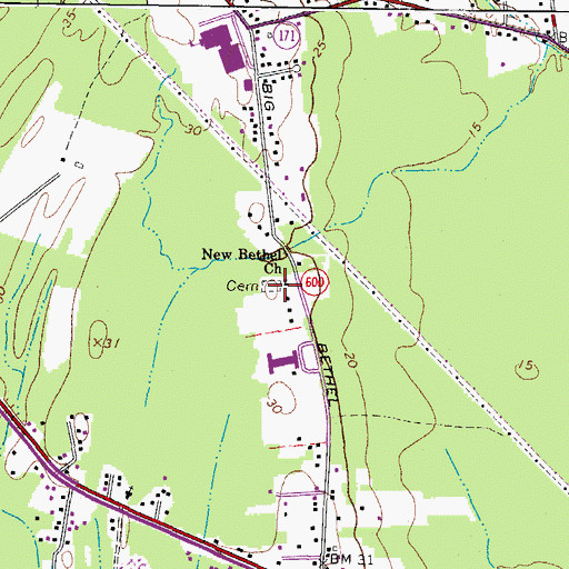 Topographic Map of New Bethel Baptist Church Cemetery, VA