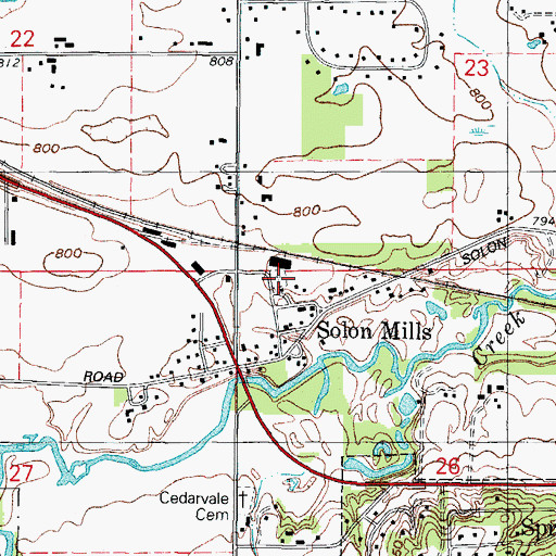 Topographic Map of North Solon Cemetery, IL