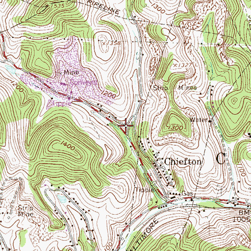 Topographic Map of Chieftain School (historical), WV