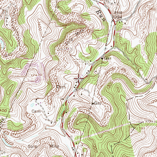 Topographic Map of Gregory Run School (historical), WV