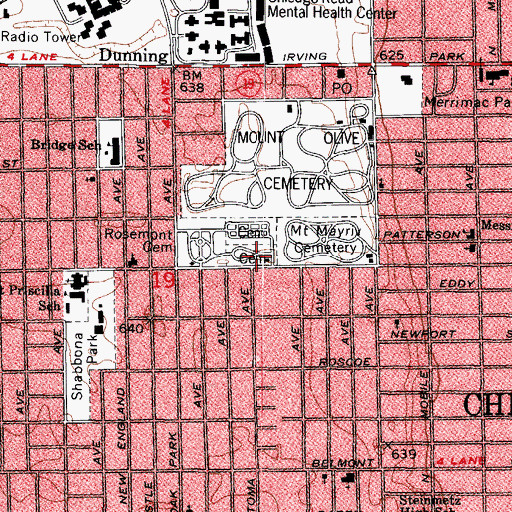 Topographic Map of B'Nai Abraham Cemetery, IL