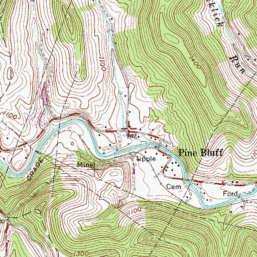 Topographic Map of Dixie, WV